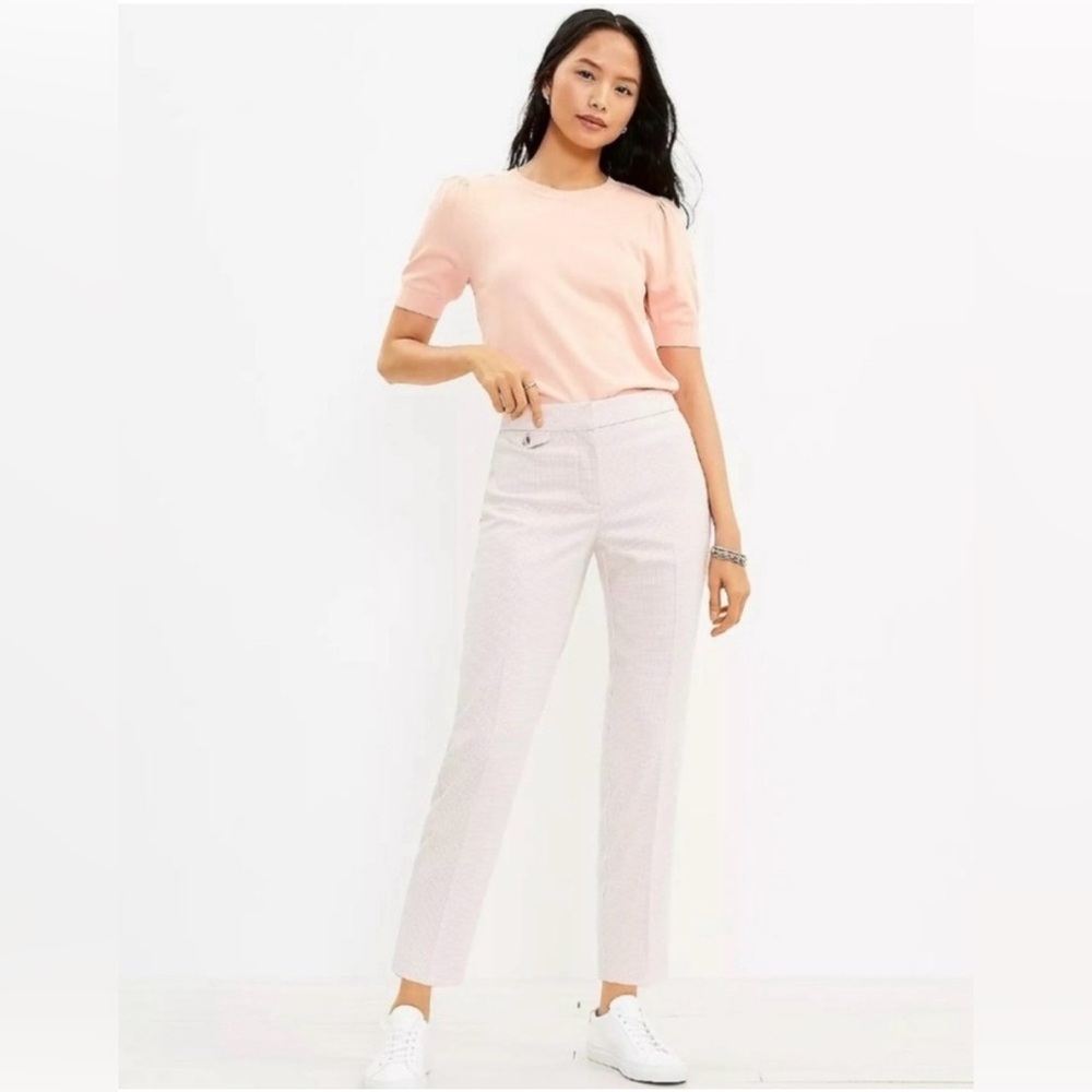 LOFT LIGHT PINK GINGHAM PRINT PANTS SIZE 00